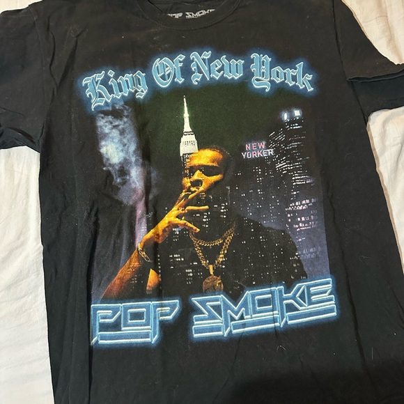 Black Graphic Tee with Blue Accents - Picture 1 of 2